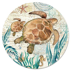 Monterey Bay Turtle w/Baby Glass Lazy Susan Turntable 13