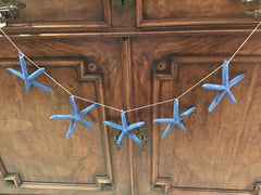 Natural Blue Finger Starfish Garland for Coastal Decorating/ Starfish on String Garland/ Mantle Decor Display Theme SEA