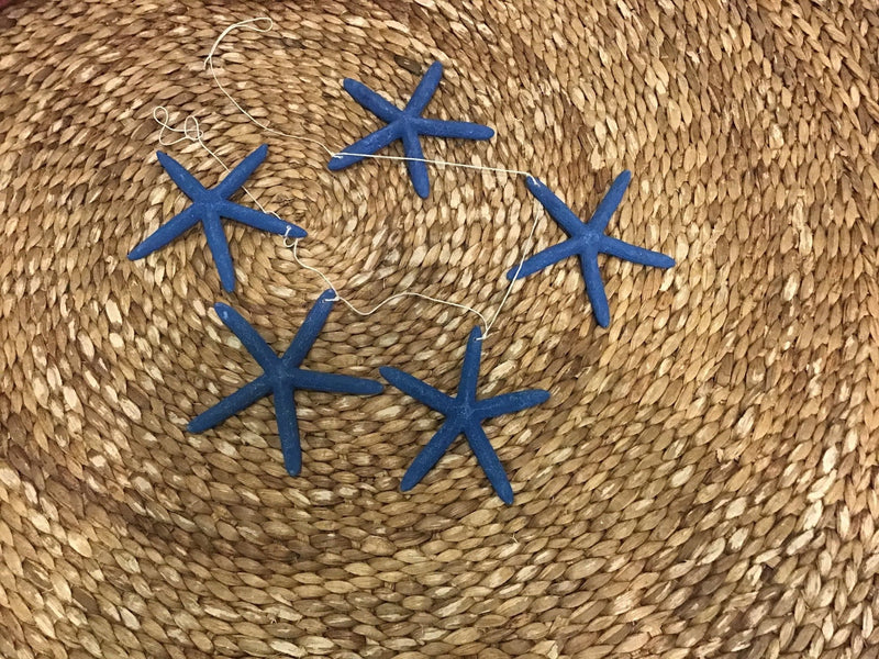 Natural Blue Finger Starfish Garland for Coastal Decorating/ Starfish on String Garland/ Mantle Decor Display Theme SEA