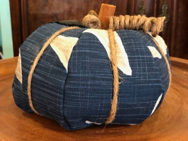 Navy Blue Starfish Fabric Pumpkin - 3 Sizes - Accent DecorLoving Coastal Living