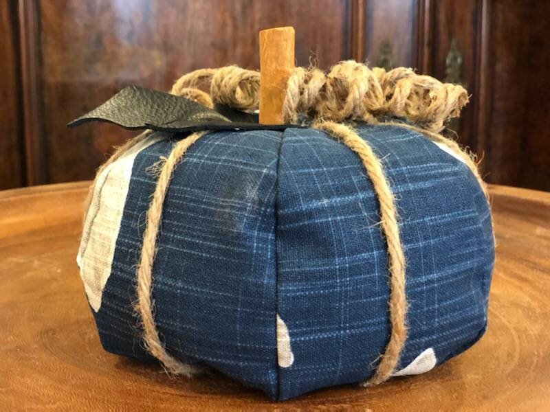 Navy Blue Starfish Fabric Pumpkin - 3 Sizes - Accent DecorLoving Coastal Living