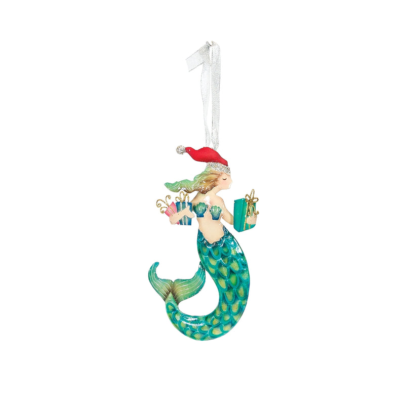 Santa Mermaid with Gifts Ornament