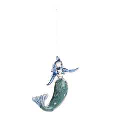 Mystic Blue Artglass Mermaid Ornament