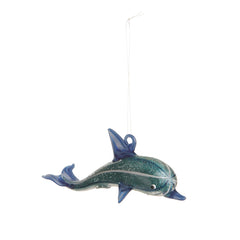 Mystic Blue Glass Dolphin Ornament
