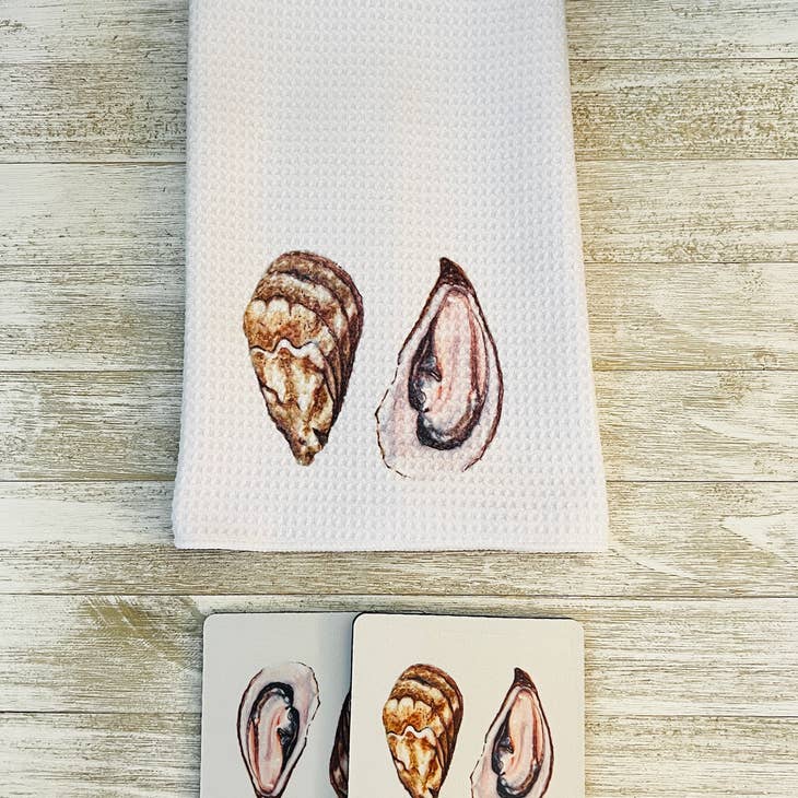 Oyster Towel and Coasters - Kitchen AccessoriesHoly City Creations