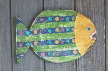 Painted Wooden Wall Fish Hanging - 3 Styles - Wall DecorKalalou