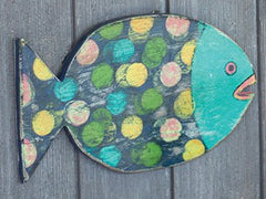 Painted Wooden Wall Fish Hanging - 3 Styles - Wall DecorKalalou