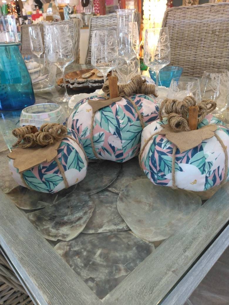 Palm Tree Plant Fabric Pumpkins - 3 Sizes - Accent DecorLoving Coastal Living