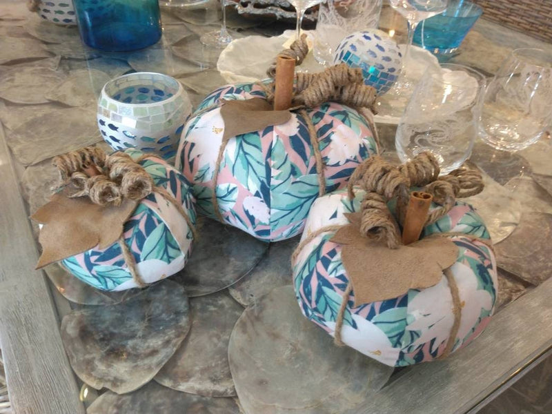 Palm Tree Plant Fabric Pumpkins - 3 Sizes - Accent DecorLoving Coastal Living