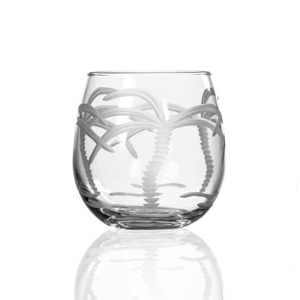 Etched Stemless Red Wine Glass