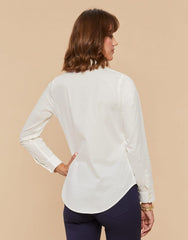 Patrice Stretch Poplin Blouse - Pearl White - ApparelSPARTINA 449