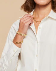 Patrice Stretch Poplin Blouse - Pearl White - ApparelSPARTINA 449