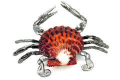 Pectin Scallop Shell Pewter Crab - Accent DecorModern Coastal by Contrast Inc.