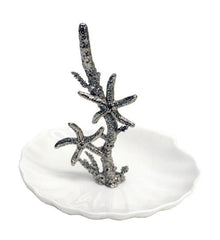 Pewter Starfish Ring Jewelry Clam Dish Catch All - Accent DecorModern Coastal by Contrast Inc.