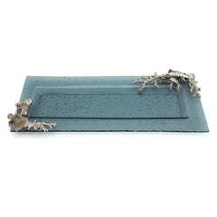 Pewter Swordfish Sealife Blue Glass Plate - Decorative TraysHousewares & Tabletops by Contrast Inc.