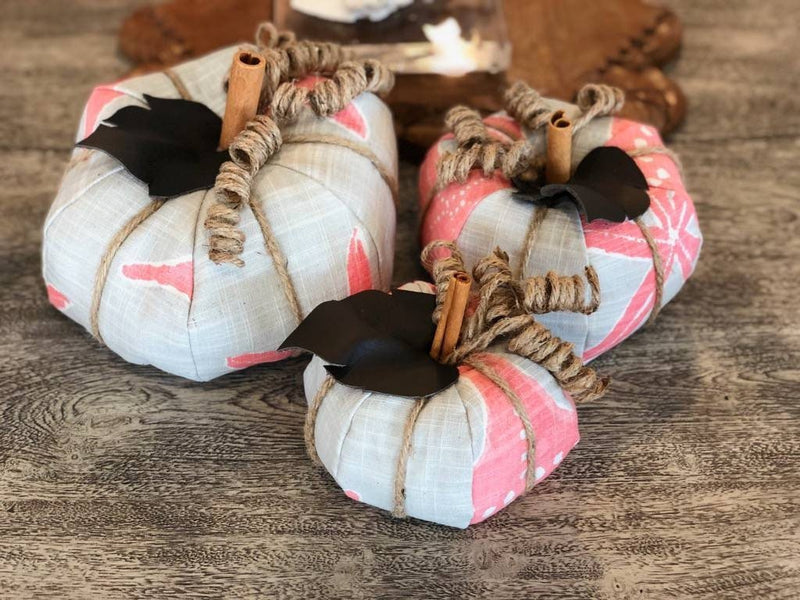 Pink Starfish Fabric Pumpkin - 3 Sizes - Accent DecorLoving Coastal Living