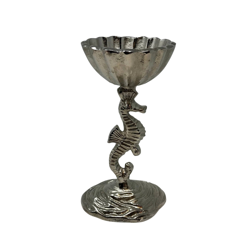 Polished Cast Aluminum 3 Seahorse Pedestal Serving Bowl - Accent DecorWilco Home