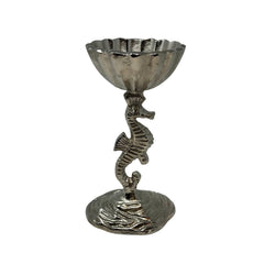 Polished Cast Aluminum 3 Seahorse Pedestal Serving Bowl - Accent DecorWilco Home