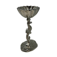 Polished Cast Aluminum 3 Seahorse Pedestal Serving Bowl - Accent DecorWilco Home
