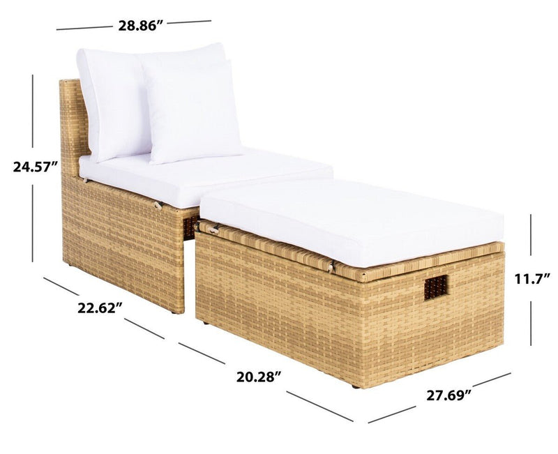 Pramla Sette Outdoor Chaise Lounge with Ottoman - Lg FurnitureSafavieh