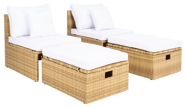 Pramla Sette Outdoor Chaise Lounge with Ottoman - Lg FurnitureSafavieh