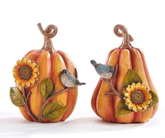 Pumpkin with Bird and Sunflower - 2 Styles - Fall & ThanksgivingGiftcraft Inc.