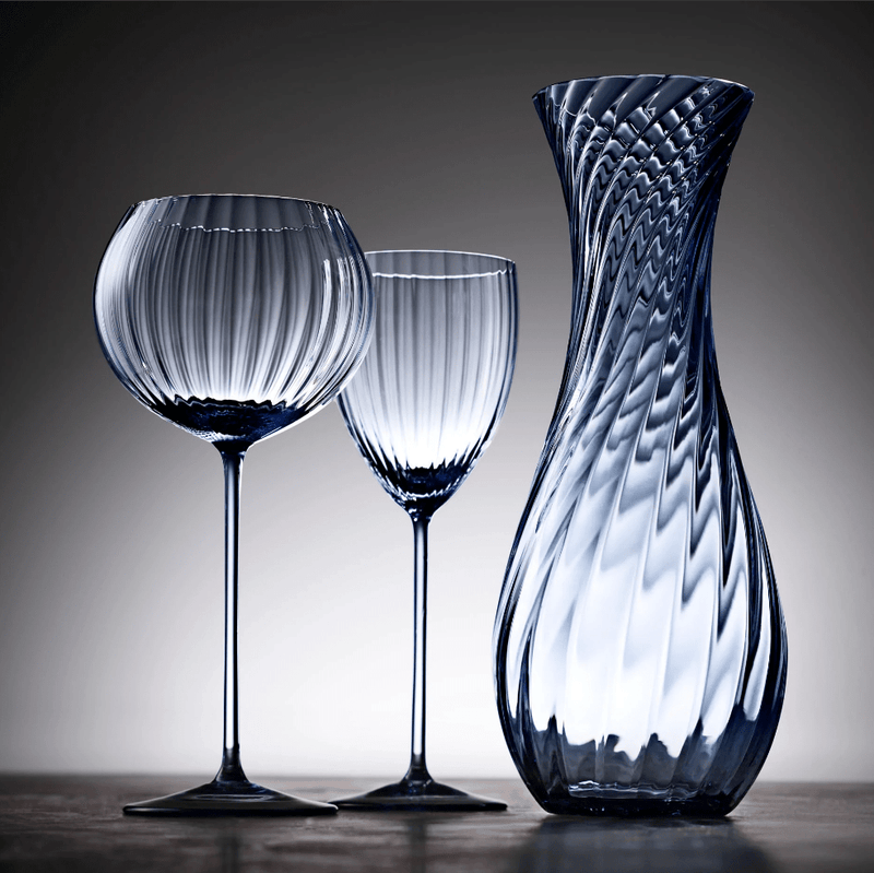 Quinn Ocean Blue Mouth - Blown Crystal Glassware - CupsCaskata