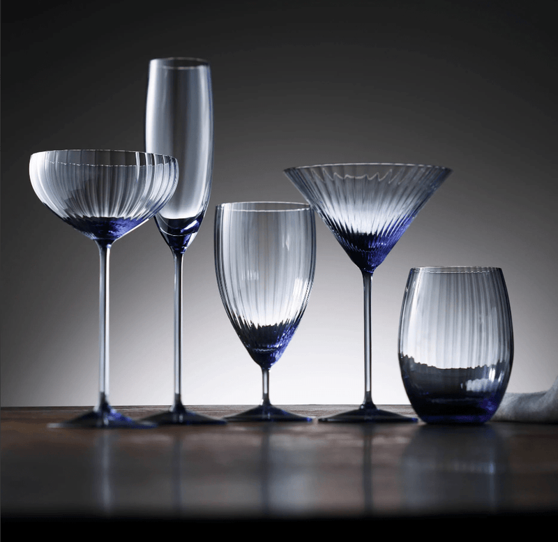 Quinn Ocean Blue Mouth - Blown Crystal Glassware - CupsCaskata