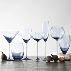 Quinn Ocean Blue Mouth - Blown Crystal Glassware - CupsCaskata