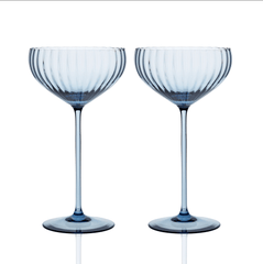 Quinn Ocean Blue Mouth - Blown Crystal Glassware - CupsCaskata