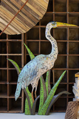 Recycled Hand Hammered Metal Heron Wall Hanging - Home DecorKalalou