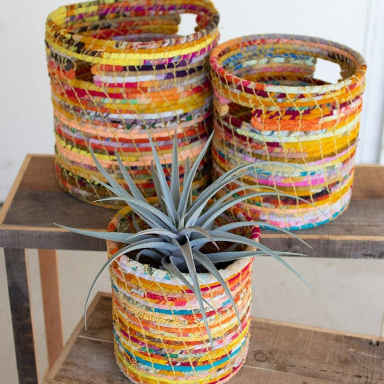 Recycled Kantha Hampers - Three sizes - Home DecorKalalou