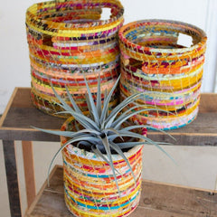 Recycled Kantha Hampers - Three sizes - Home DecorKalalou