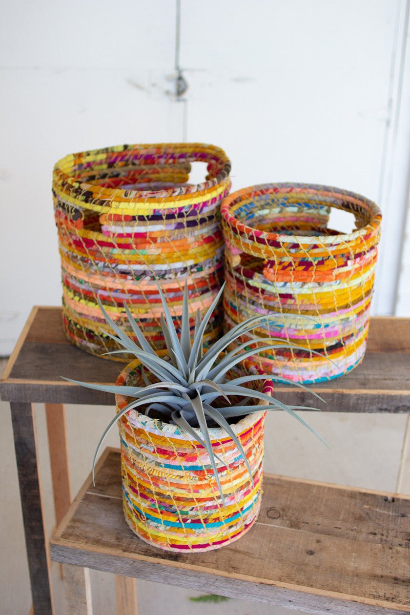 Recycled Kantha Hampers - Three sizes - Home DecorKalalou