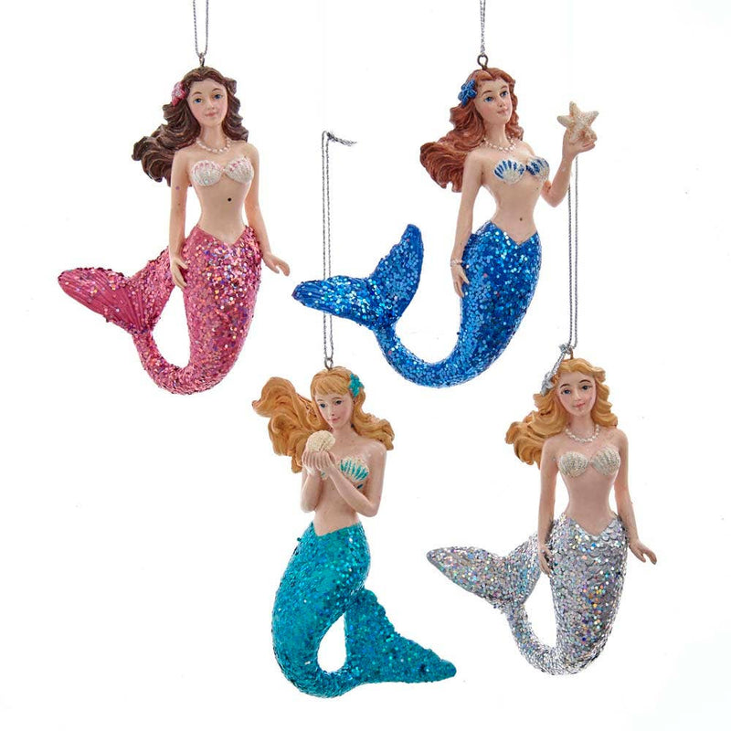 Resin Mermaid With Glitter Tail Ornament - Kurt S. Adler, Inc.