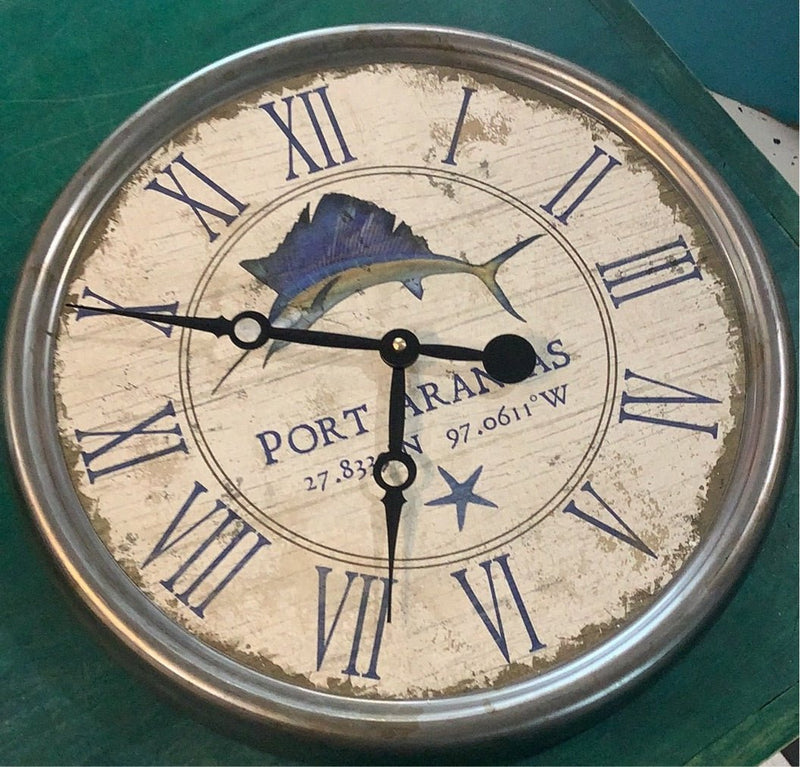 Sailfish Coastal Clock - Customized Text - Wall DecorRed Horse Arts