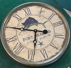 Sailfish Coastal Clock - Customized Text - Wall DecorRed Horse Arts