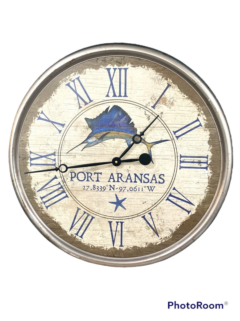 Sailfish Coastal Clock - Customized Text - Wall DecorRed Horse Arts