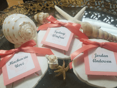 Sand Dollar Wedding Favors with Custom Escort Card - Wedding favorsLoving Coastal Living