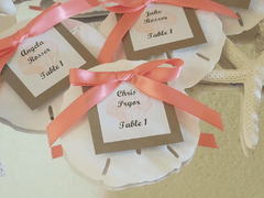 Sand Dollar Wedding Favors with Custom Escort Card - Wedding favorsLoving Coastal Living