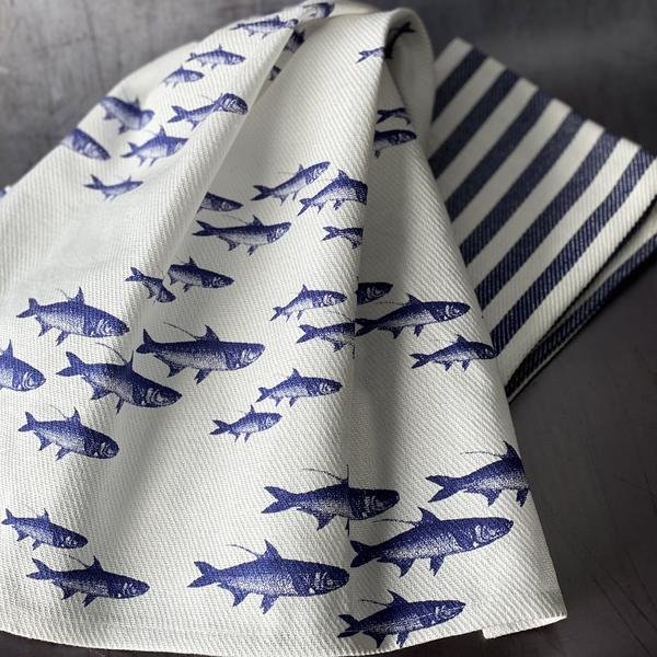 School of Fish Blue Kitchen Towels Mixed - Set/2 - Soft GoodsCaskata