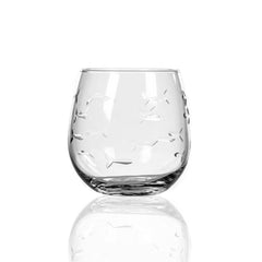 Etched Stemless Red Wine Glass