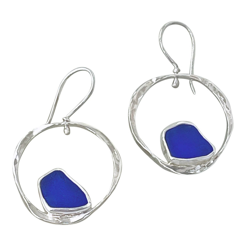Sea Glass Float Earrings, Blue - JewelryOceano Sea Glass