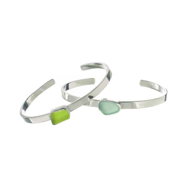 Sea Glass Skinny Cuff Bracelet - JewelryOceano Sea Glass