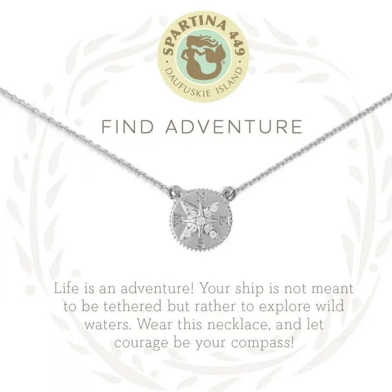 Sea La Vie Necklace - 18" Adventure/Compass - Silver & Gold - JewelrySPARTINA 449