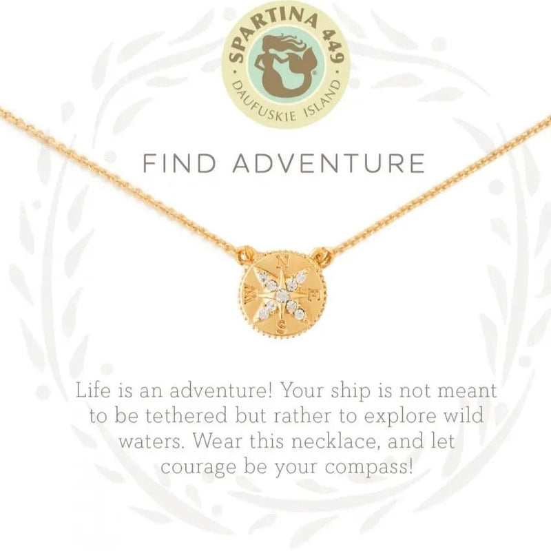 Sea La Vie Necklace - 18" Adventure/Compass - Silver & Gold - JewelrySPARTINA 449