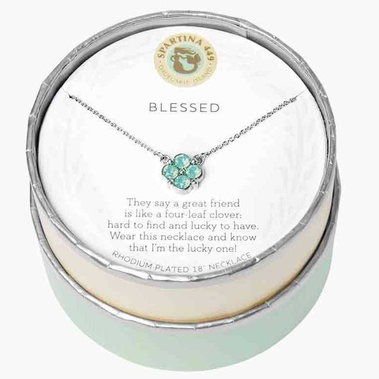 Sea La Vie Necklace 18" Blessed/Sea Foam Clover - JewelrySPARTINA 449