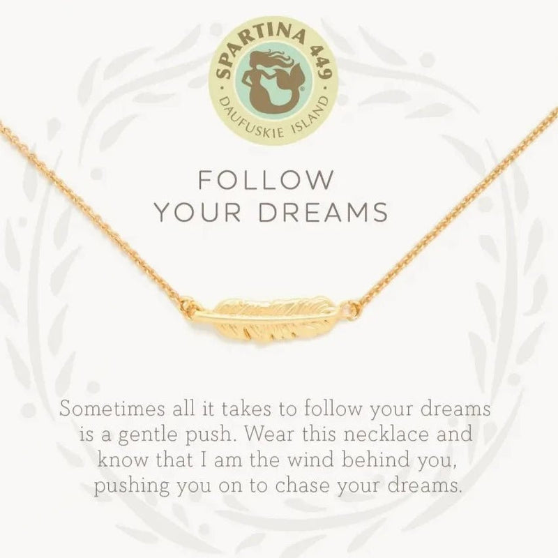 Sea La Vie Necklace 18" Follow Your Dreams/Feather - JewelrySPARTINA 449