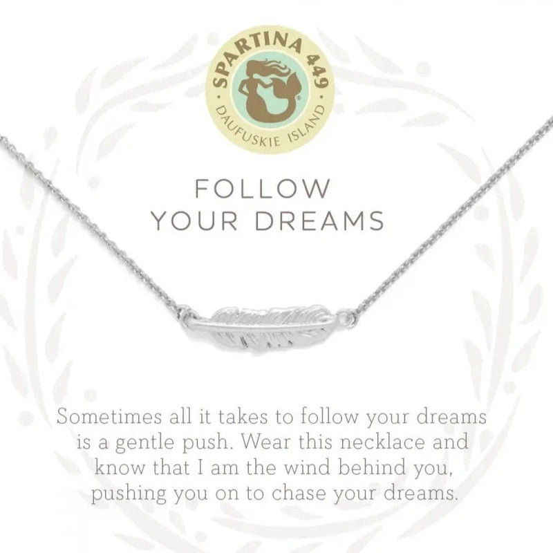 Sea La Vie Necklace 18" Follow Your Dreams/Feather - JewelrySPARTINA 449