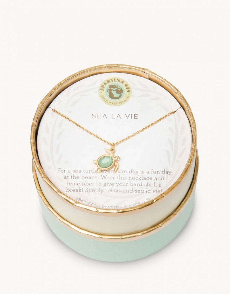 Sea La Vie Necklace 18" Sea Turtle - Silver or Gold - JewelrySPARTINA 449